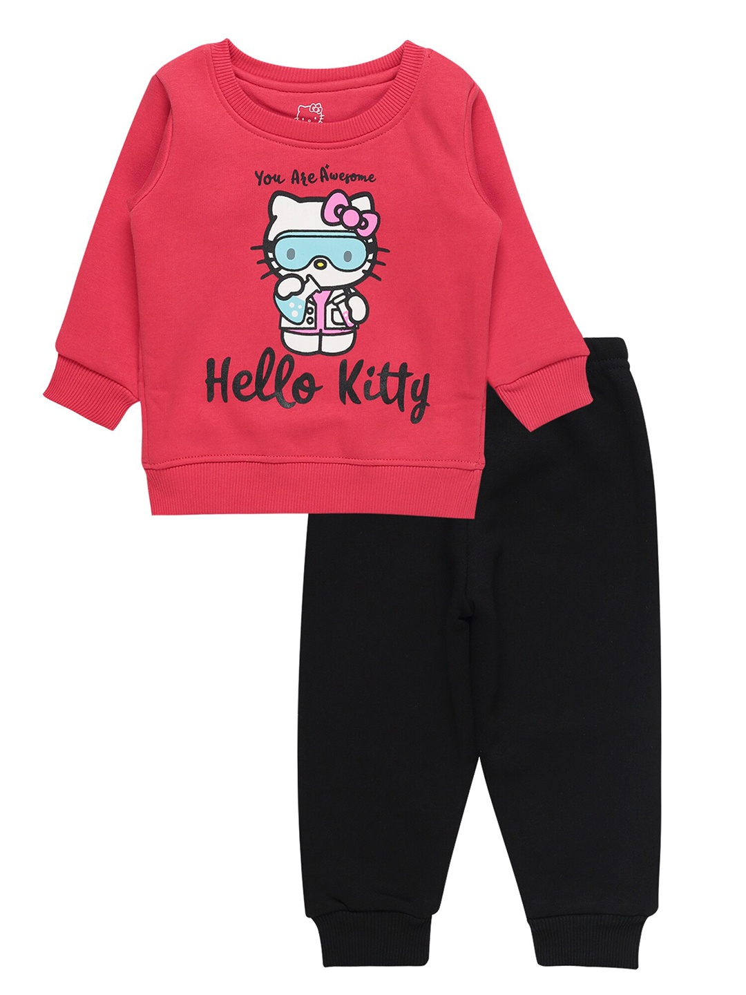 

Bodycare Kids Girls Pink & Black Printed T-shirt with Trousers