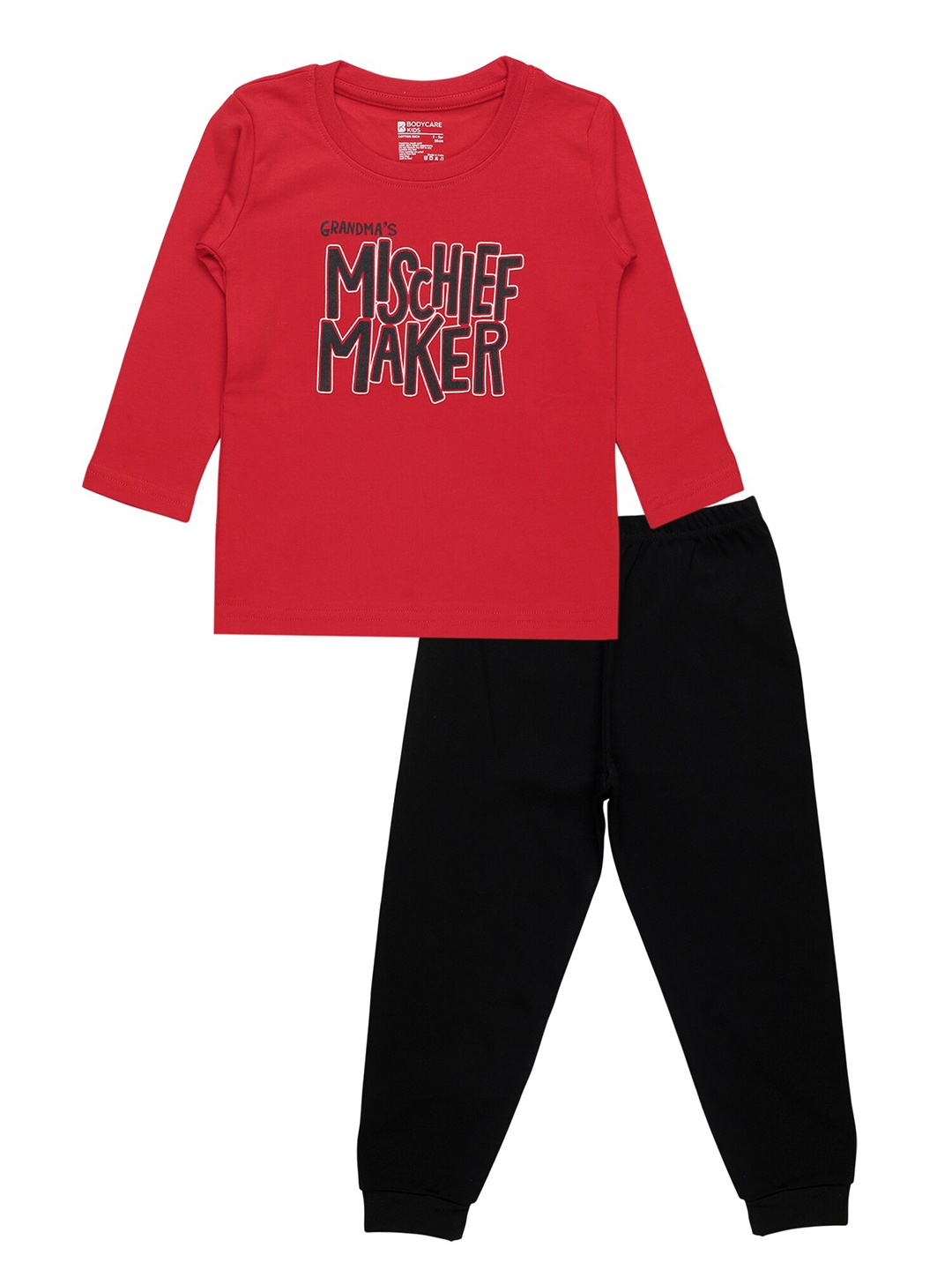 

Bodycare Kids Boys Red & Black Printed T-shirt with Pyjamas