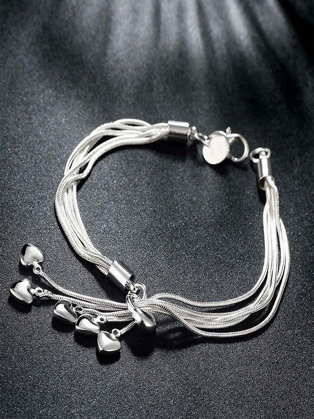 

UNIVERSITY TRENDZ Women Silver-Toned Cubic Zirconia Silver-Plated Wraparound Bracelet