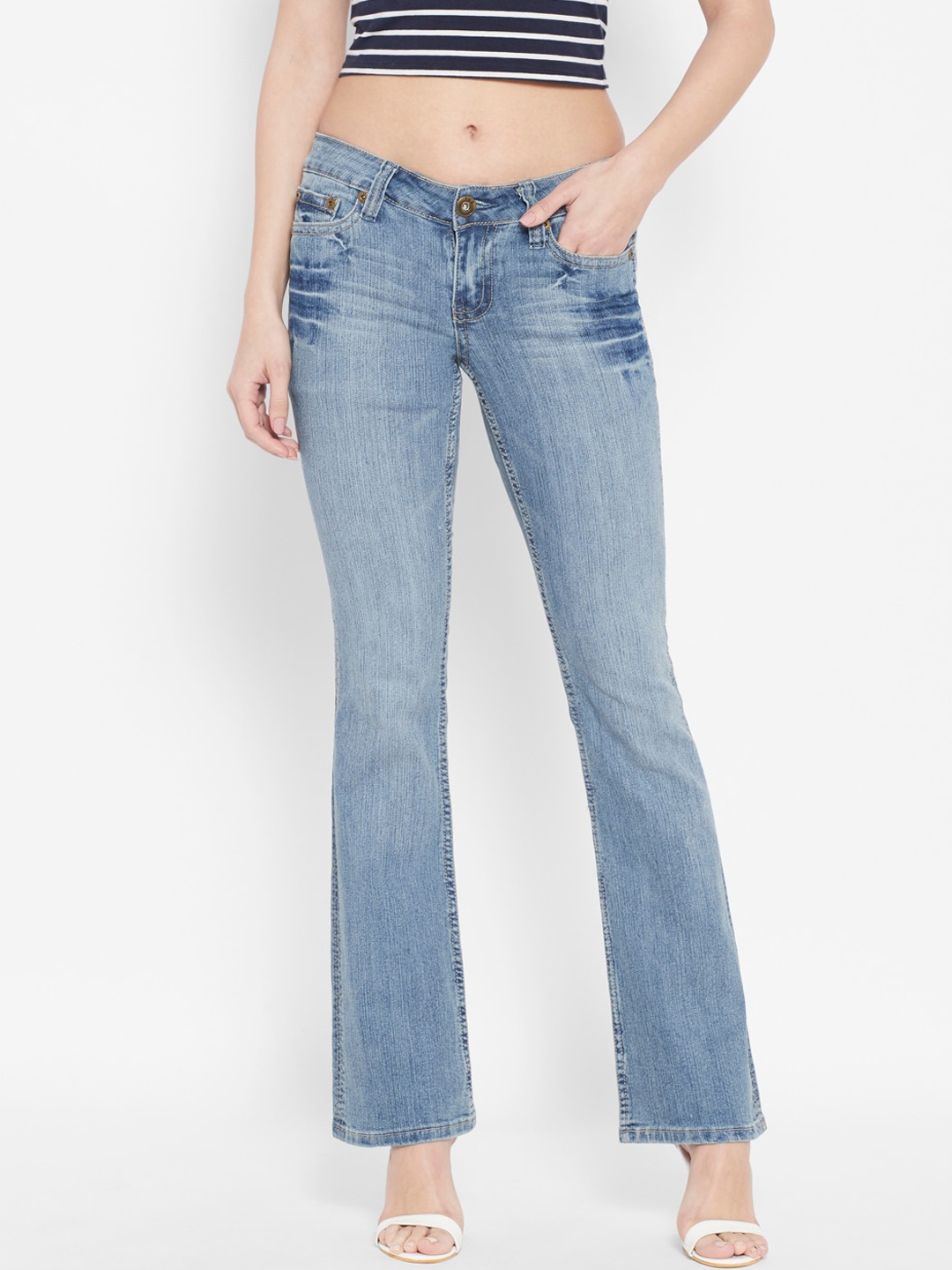 

I Love She Women Blue Bootcut Heavy Fade Stretchable Jeans