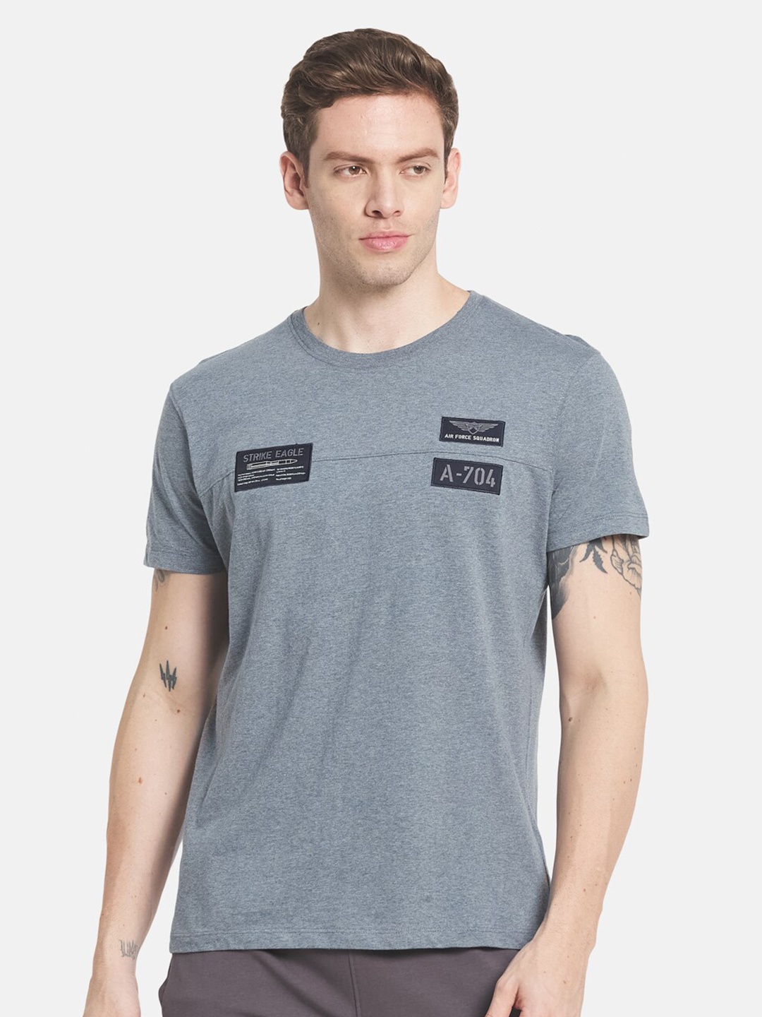 

Octave Men Grey Typography Cotton T-shirt