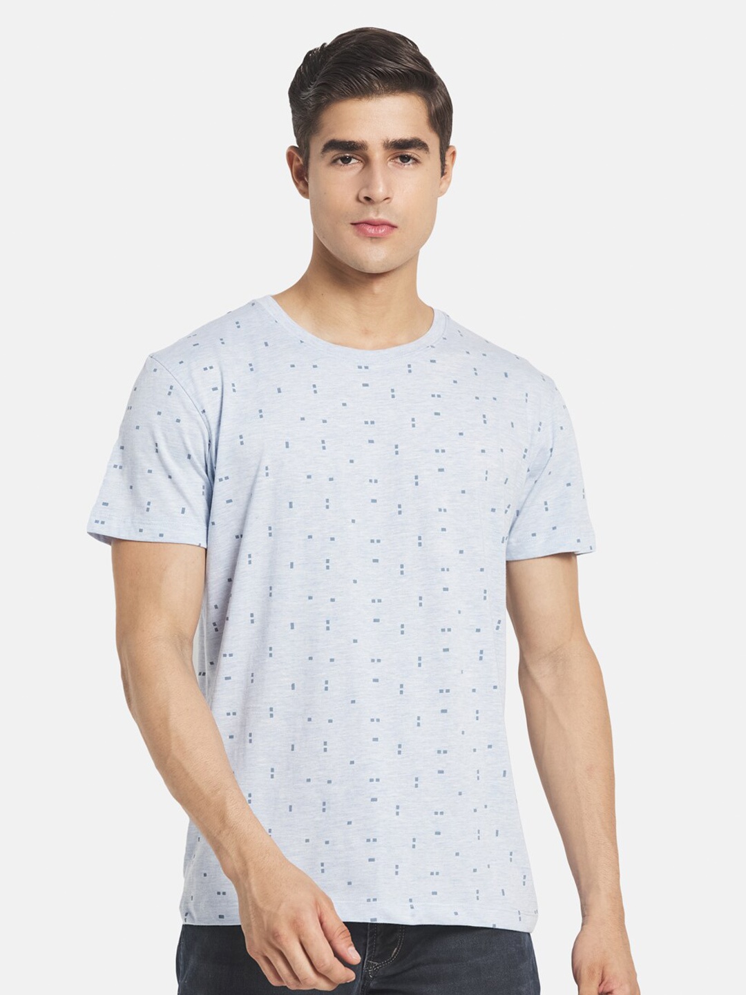 

Octave Men Blue Printed Cotton T-shirt