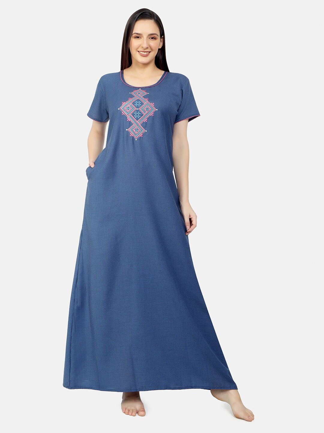 

Sand Dune Blue Printed Nightdress