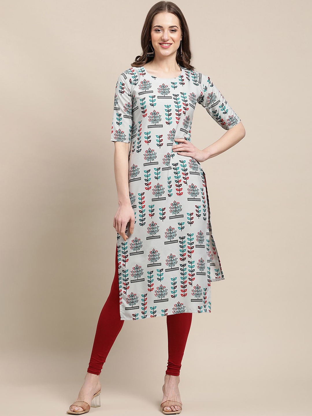 

Ethnic basket Women Pack of 6 Multicoloured Geometric Printed Crepe Kurta, Multi
