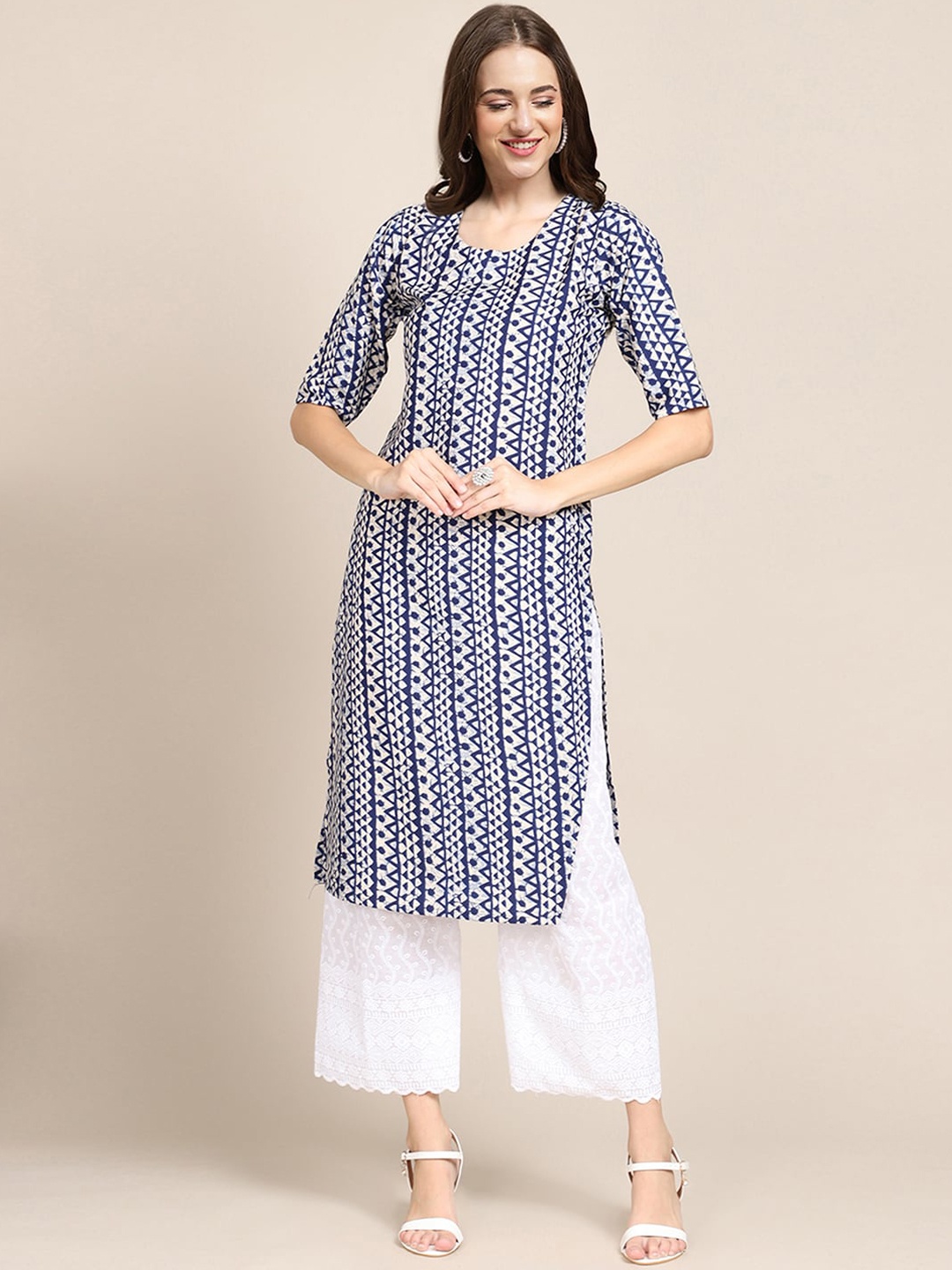 

Ethnic basket Women Pack of 6 Printed Straight Crepe Kurta, Multi