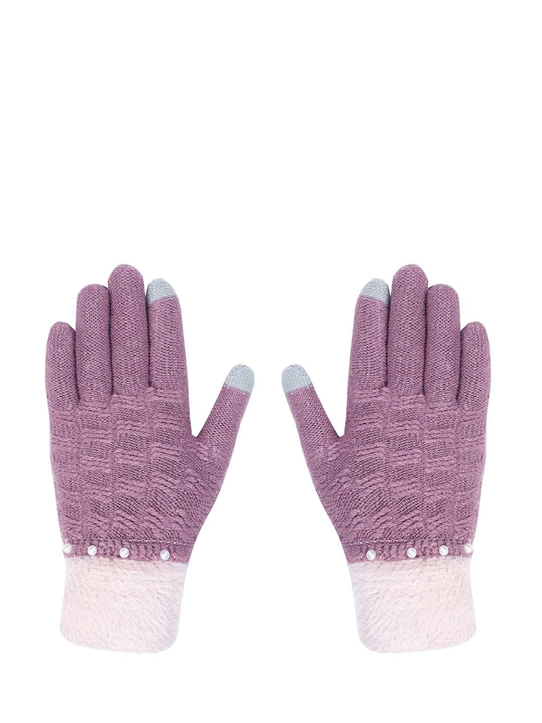 

LOOM LEGACY Women Mauve Patterned Hand Gloves
