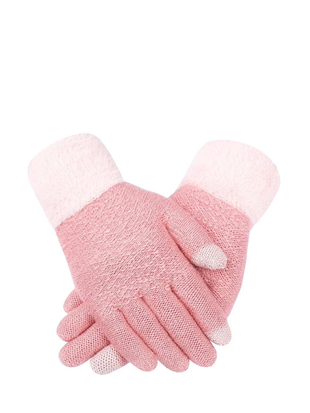 

LOOM LEGACY Women Pink Self Design Winter Woollen Gloves