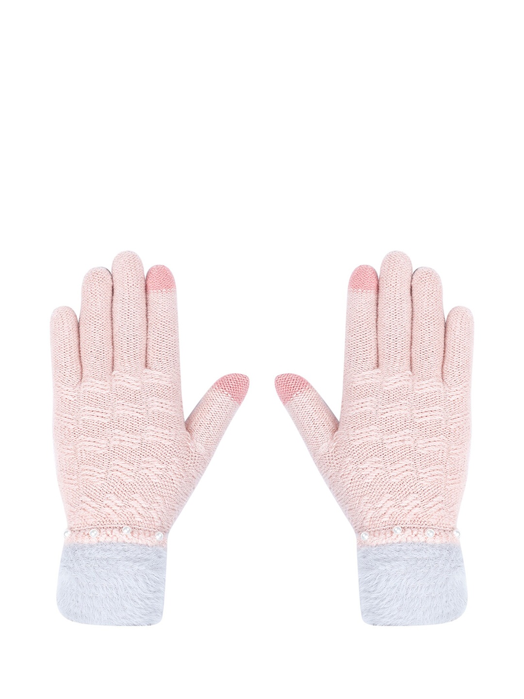 

LOOM LEGACY Women Pink & Blue Printed Gloves