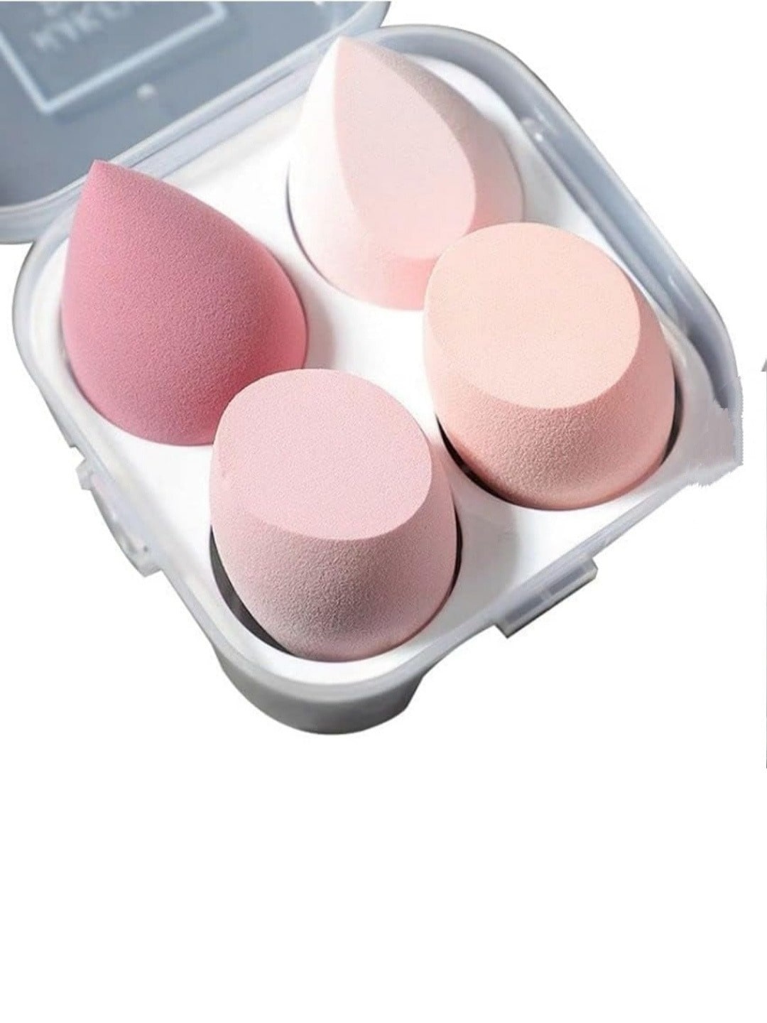 

FEELHIGH Set Of 4 Cosmetics Blender Spong In A Storage Box, Pink