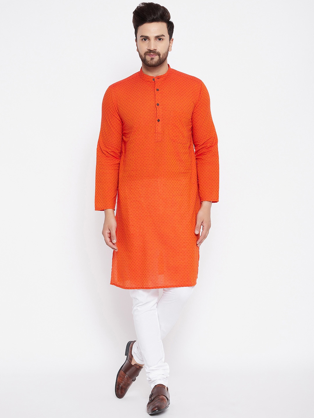 

even Men Orange Kurta