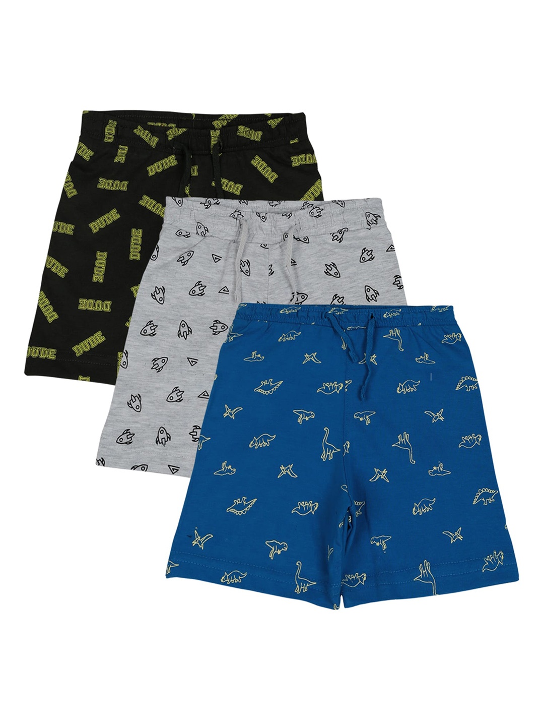 

Bodycare Kids Boys Pack Of 3 Conversational Printed Shorts, Blue