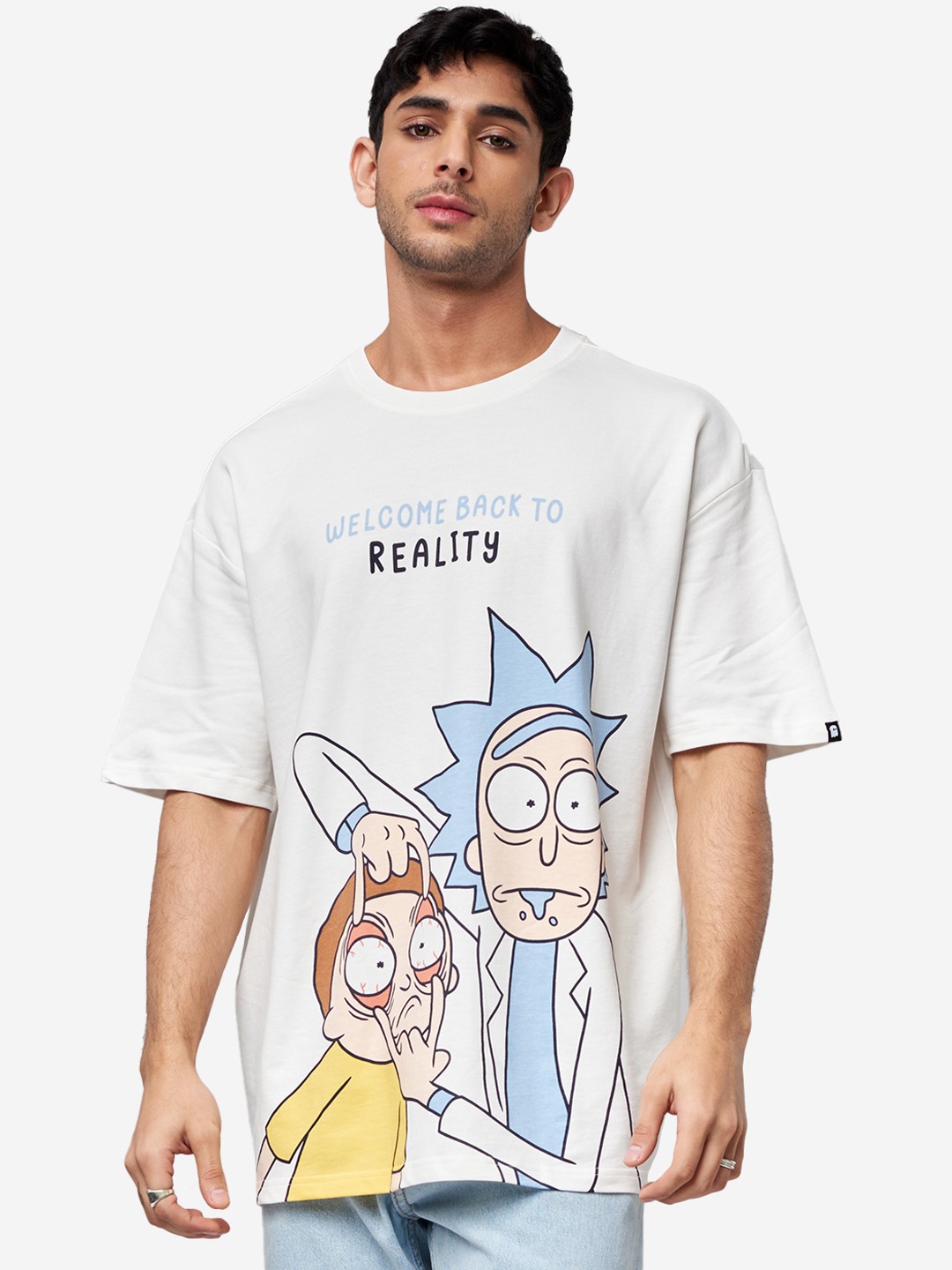 

The souled store Rick and Morty Reality Pure Cotton Oversized T-Shirts, White