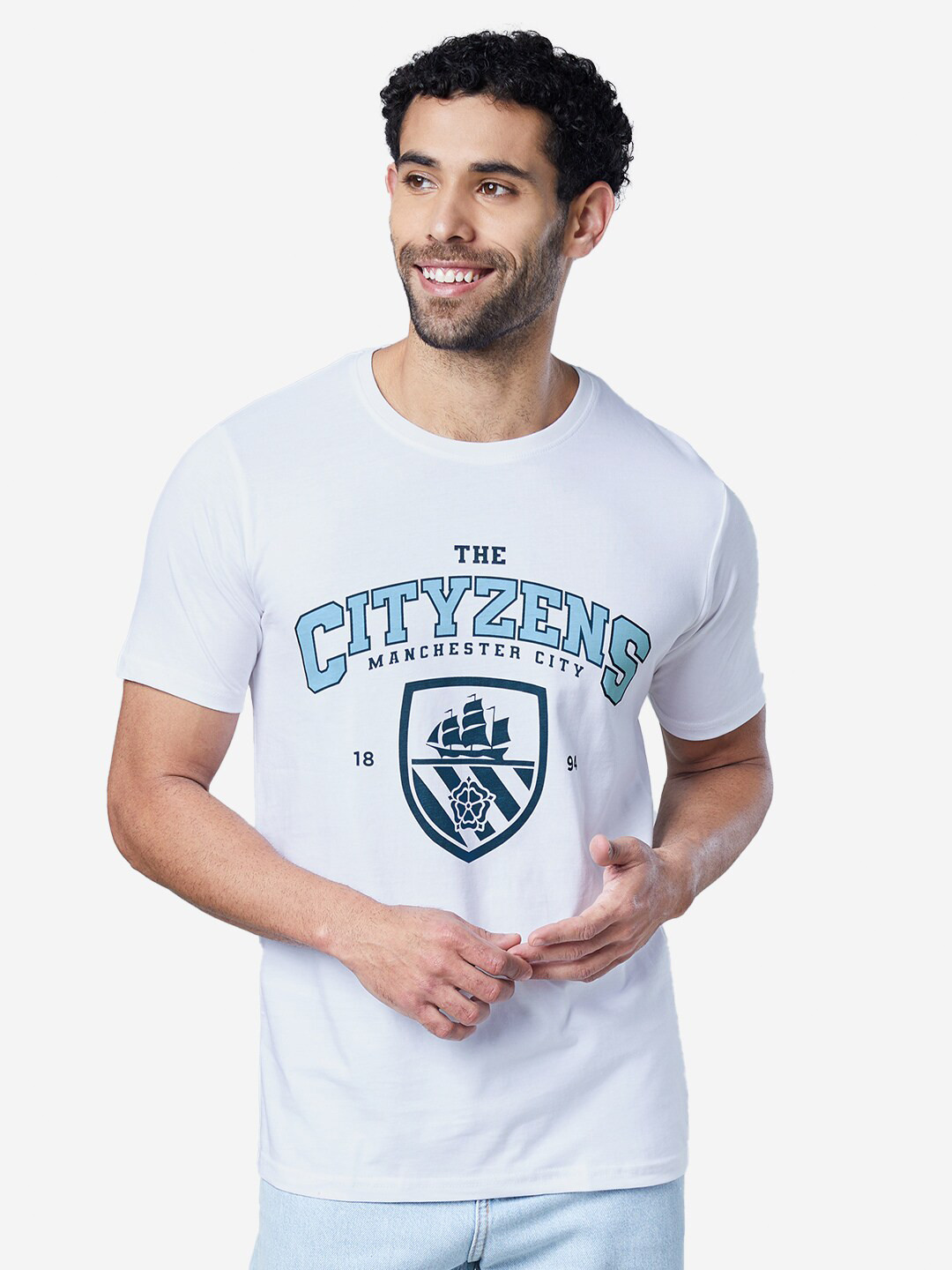 

The Souled Store Men White Typography Manchester City Printed Cotton T-shirt