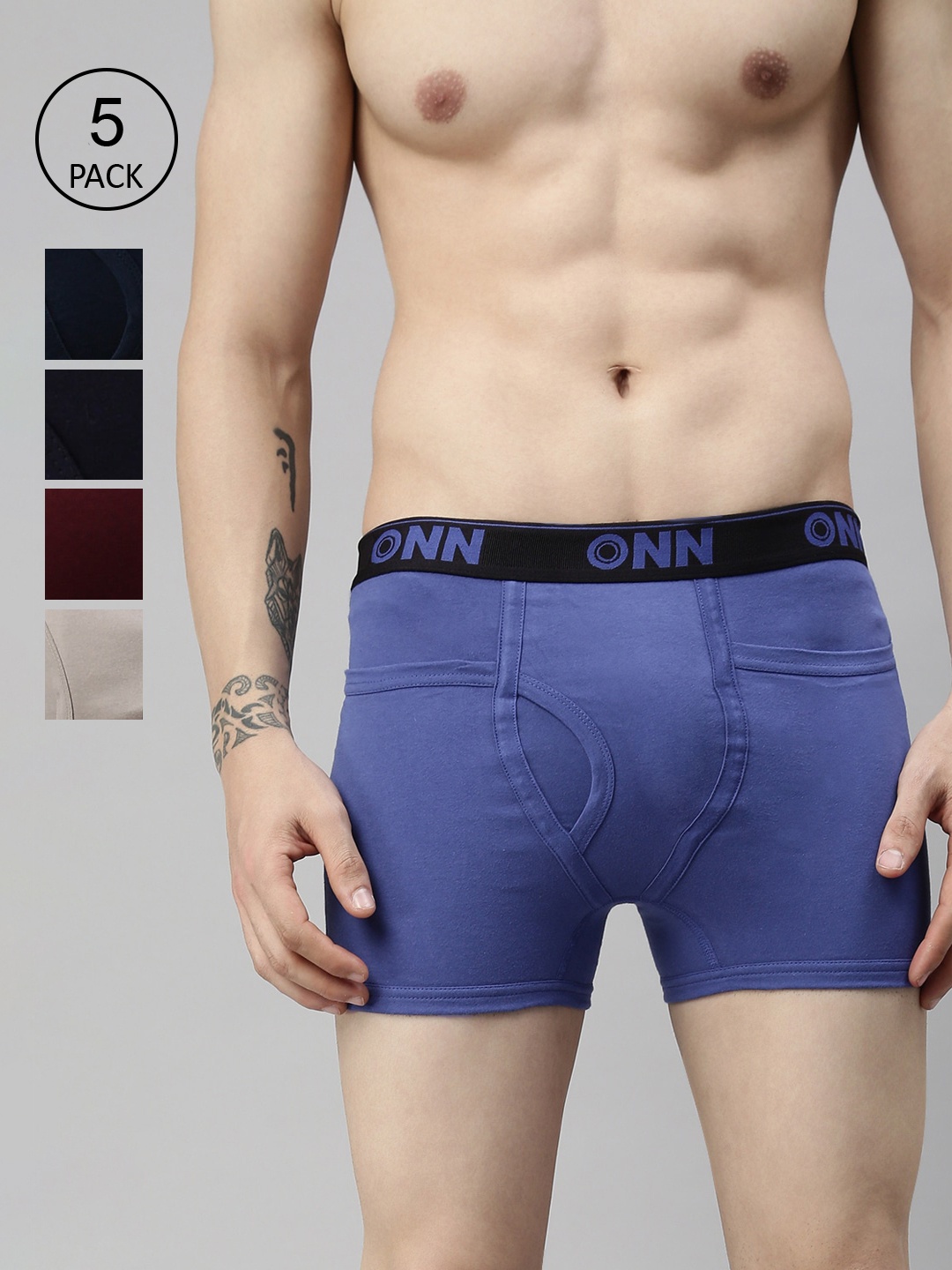 

ONN Men Pack Of 5 Assorted Solid Trunk ONN_260_AST_4PC