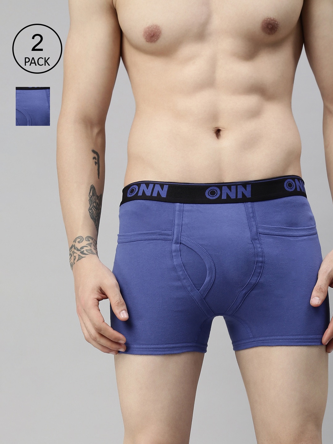 

ONN Men Pack Of 2 Blue Solid Trunks ONN_260_SBU_2PC