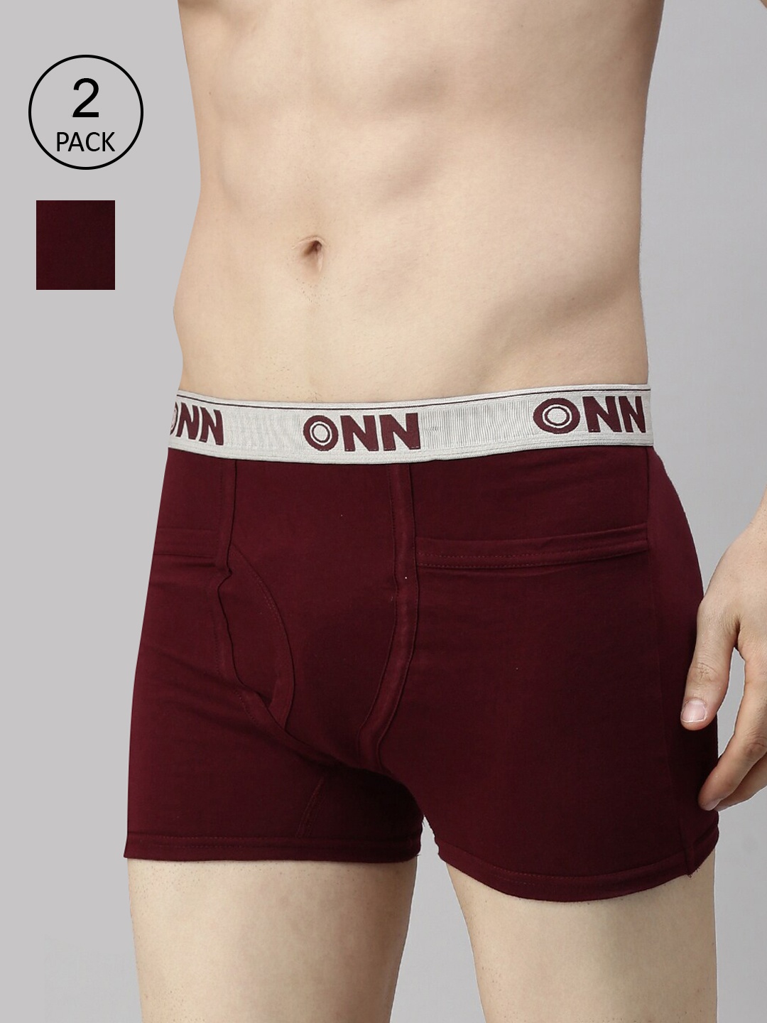 

ONN Men Pack Of 3 Maroon Solid Deo-Soft Trunks ONN_260_MRN
