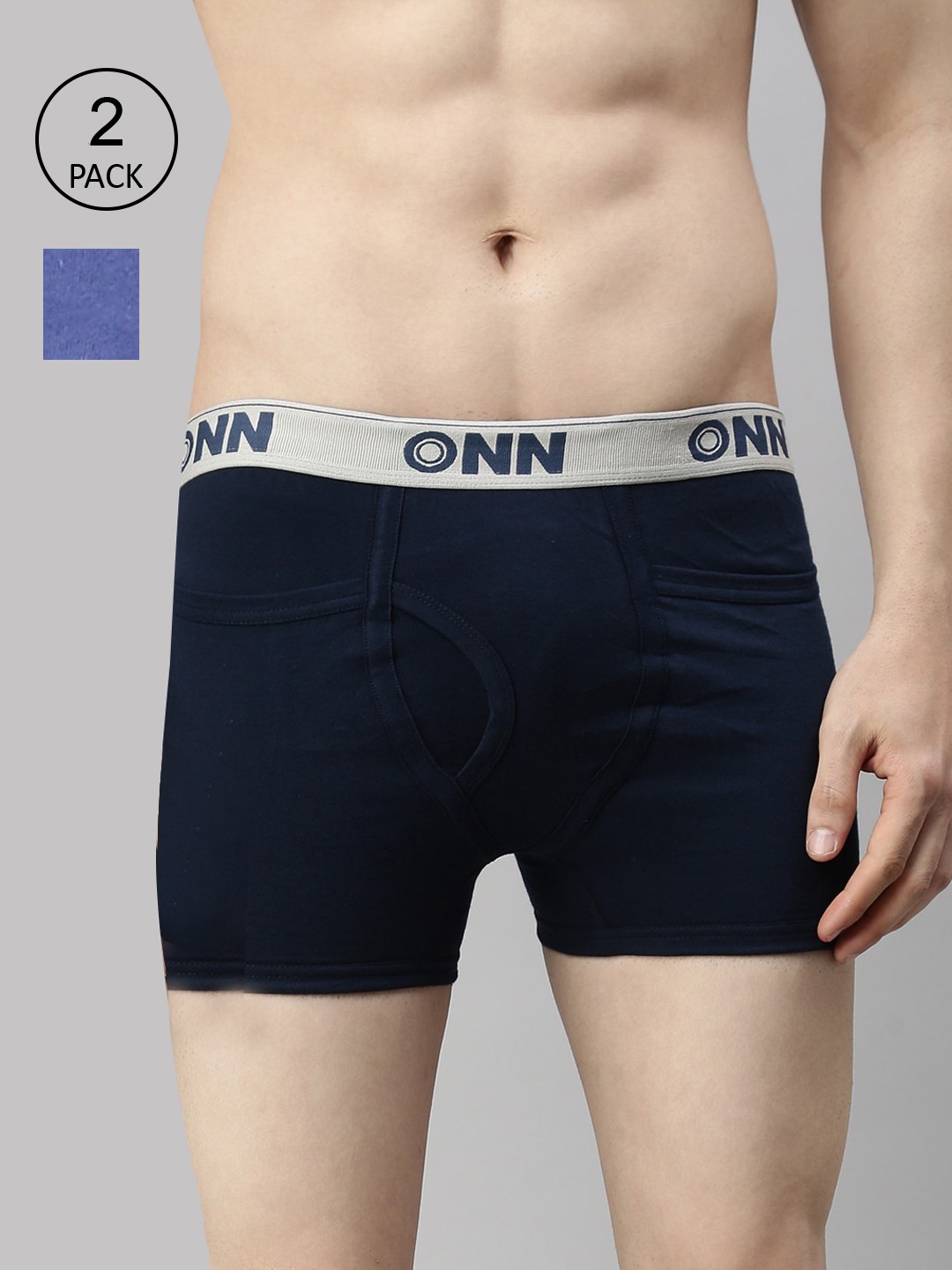

ONN Men Pack of 2 Navy Blue and Sky Blue Solid Cotton Trunk ONN_260_AFBLU_SBU