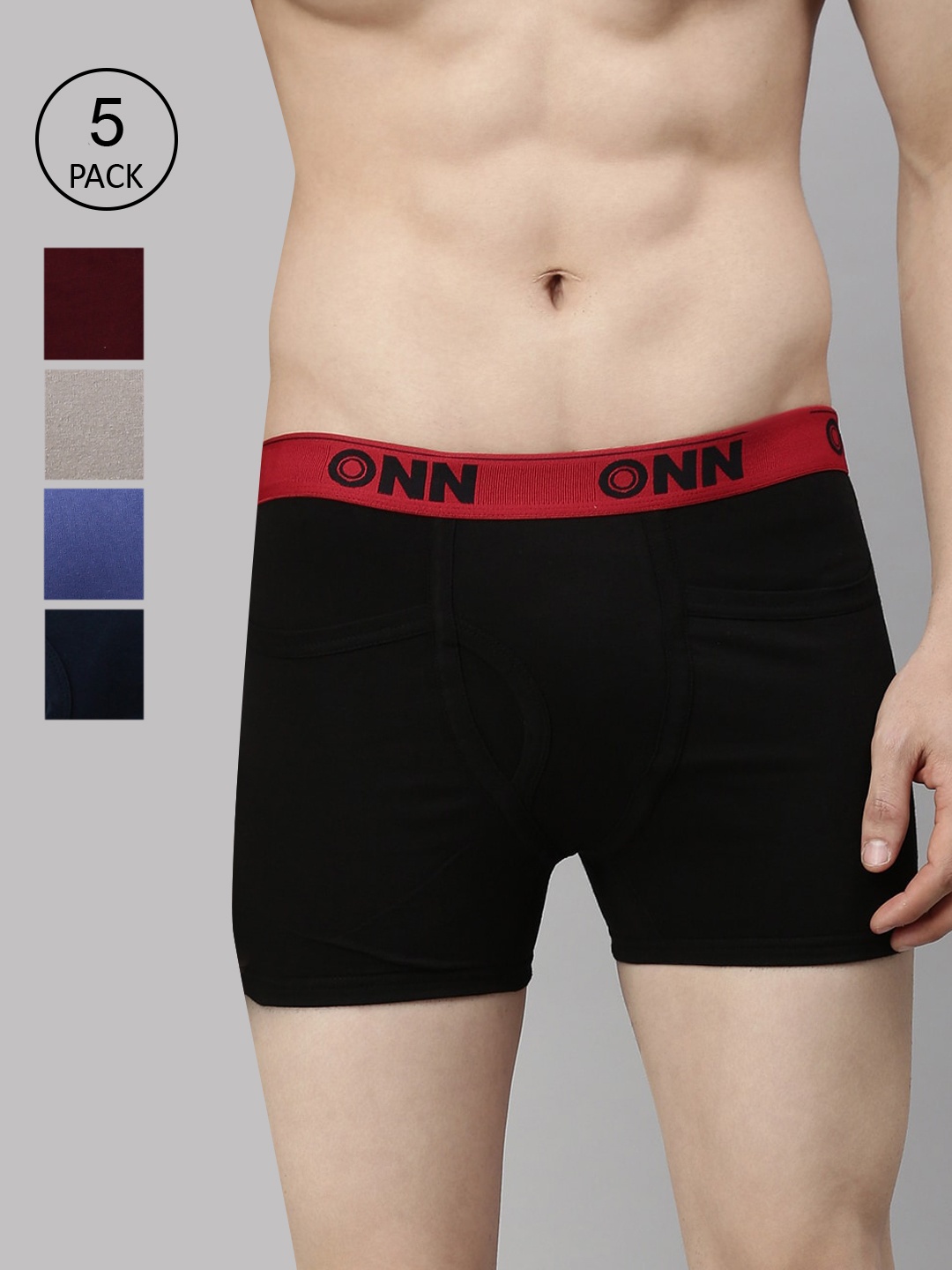 

ONN Men Pack Of 5 Assorted Solid Trunk