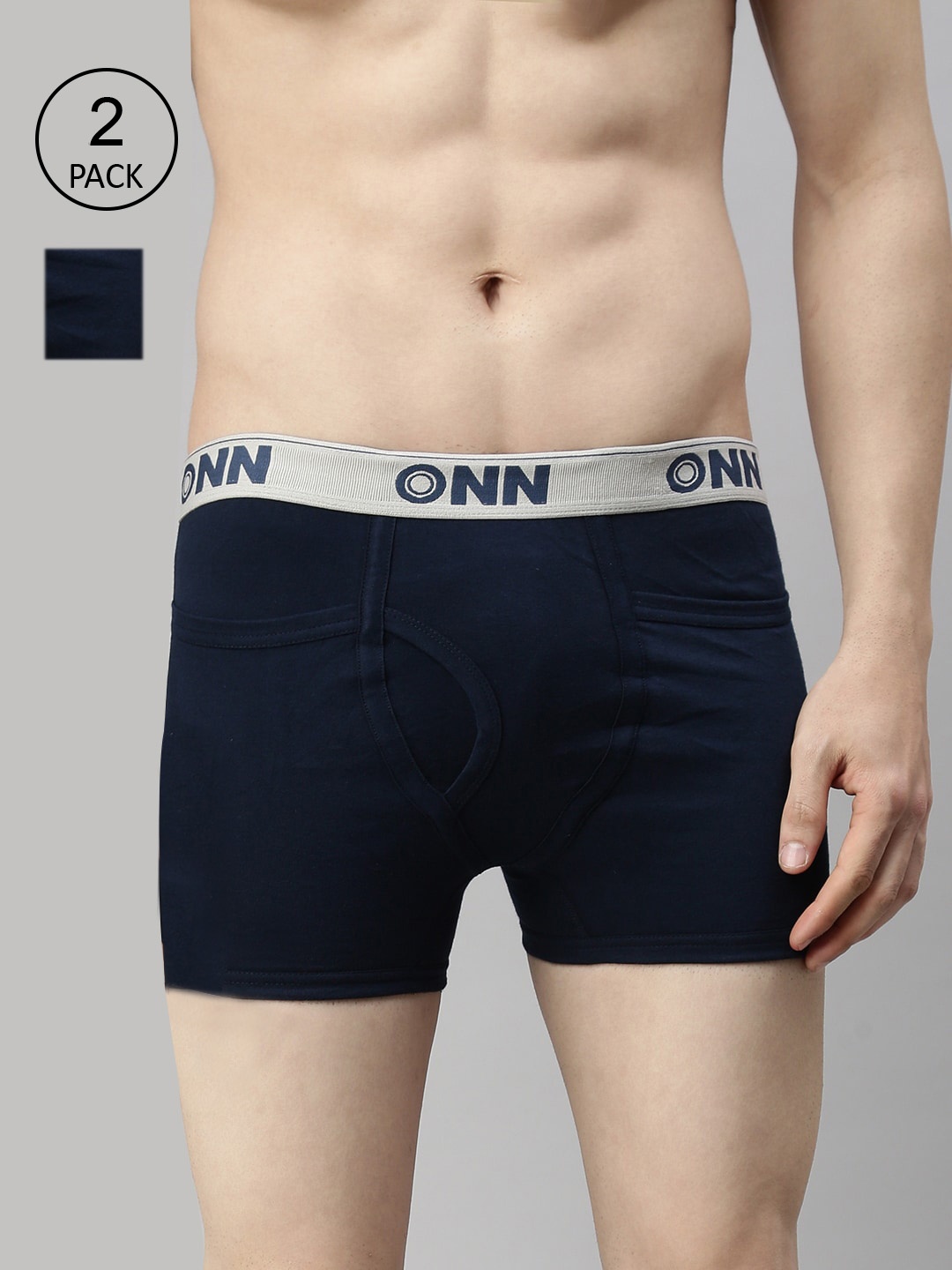 

ONN Men Pack of 3 Navy Blue Solid Cotton Trunks ONN_260_AFBLU