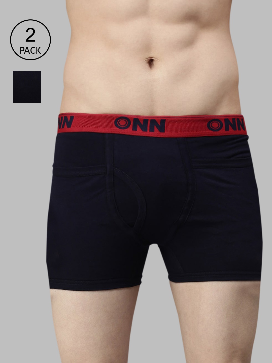 

ONN Men Pack Of 2 Navy Blue Pure Cotton Trunk ONN_260_NB