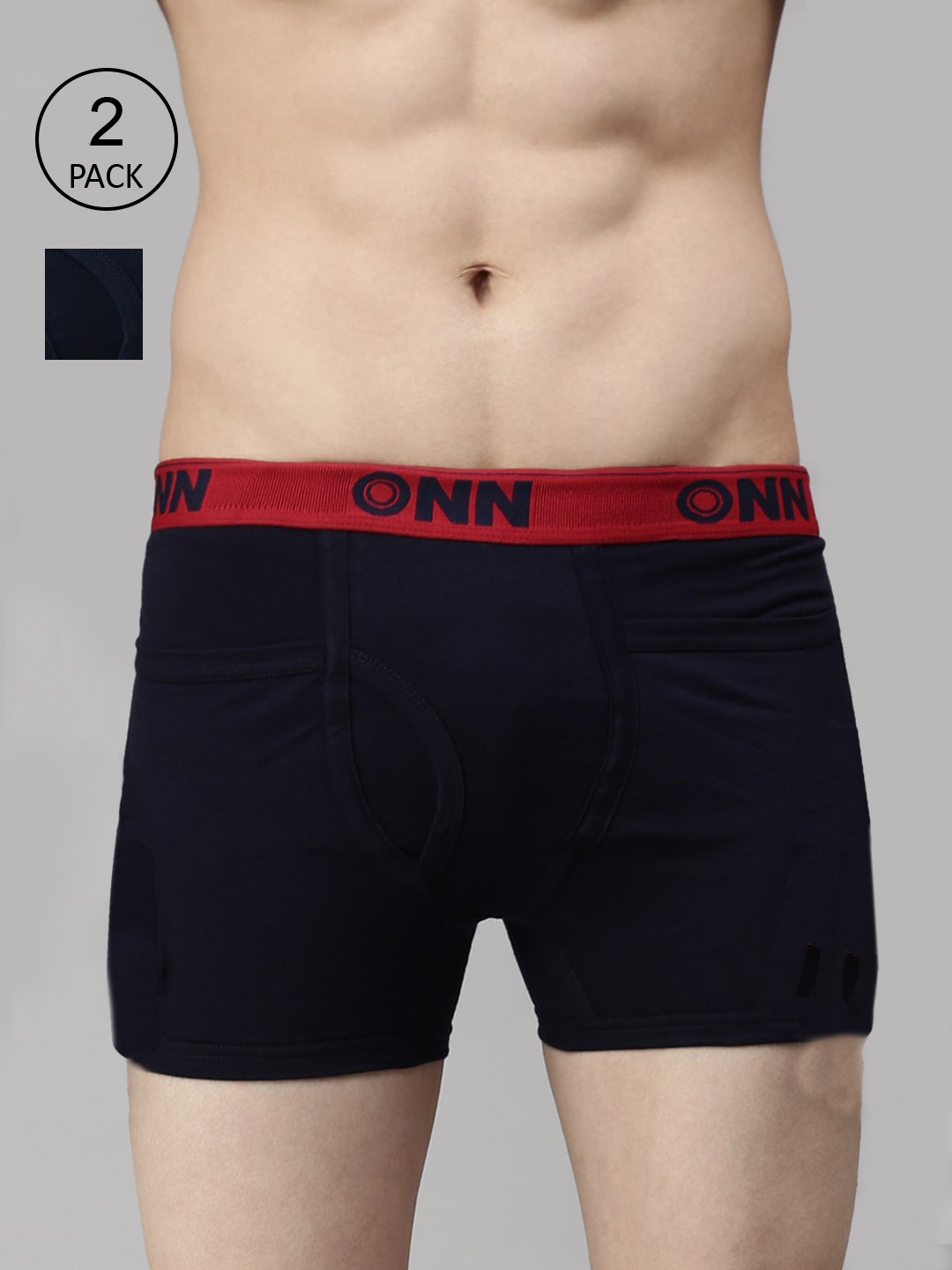 

ONN Men Pack Of 2 Blue & Navy Solid Trunks ONN_260_AFBLU_NB