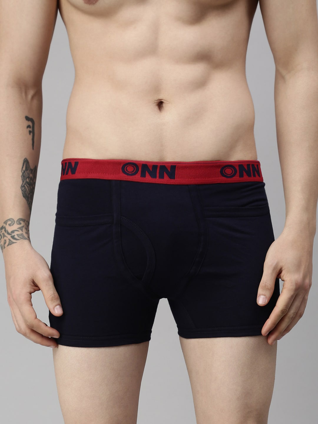 

ONN Men Pack Of 3 Solid Pure Cotton Trunks, Navy blue