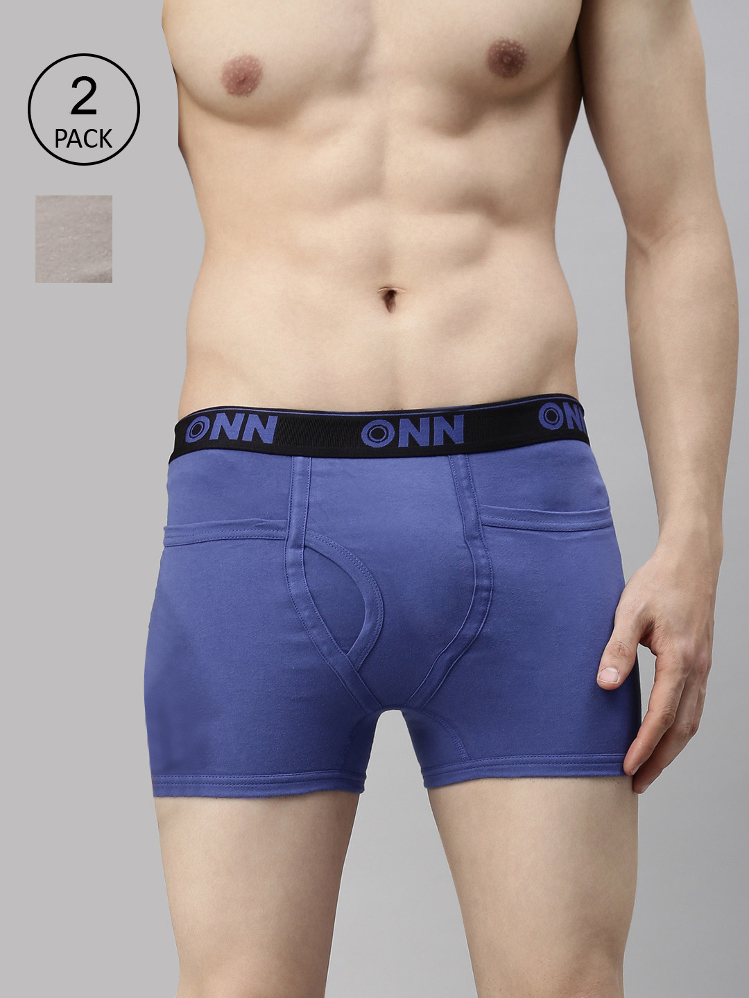 

ONN Men Pack Of 2 Sky Blue and Steel Grey Solid Trunk ONN_260_SBU_SGREY