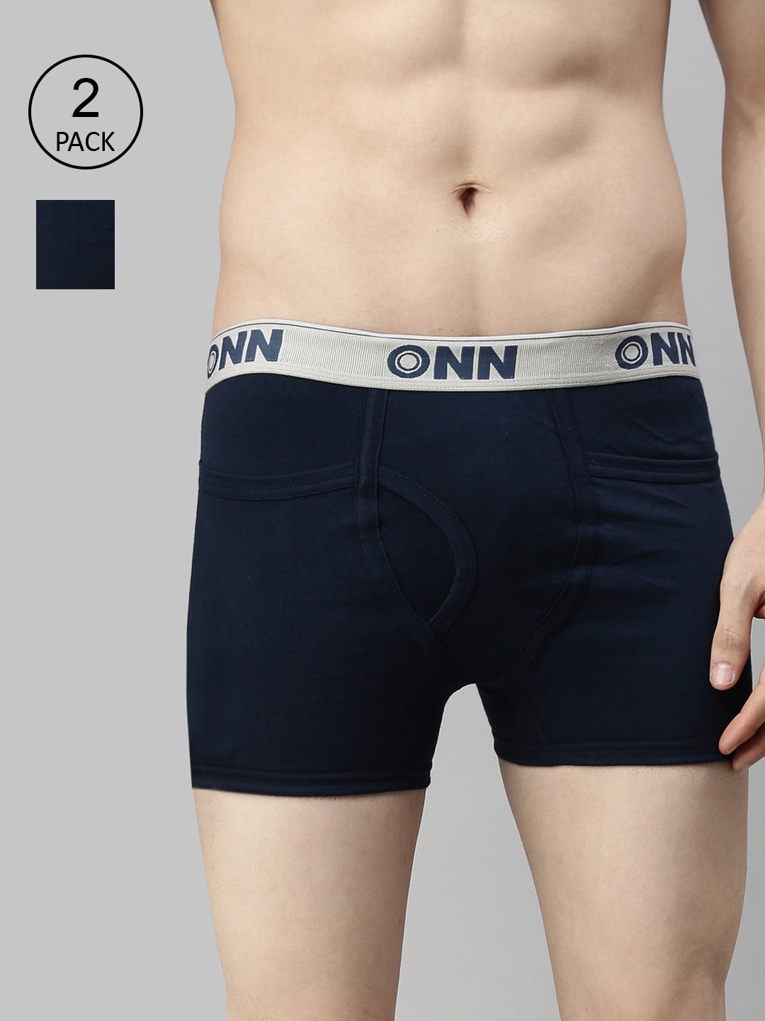 

ONN Men Pack Of 2 Navy Blue Solid Pure Cotton Trunk ONN_260_AFBLU