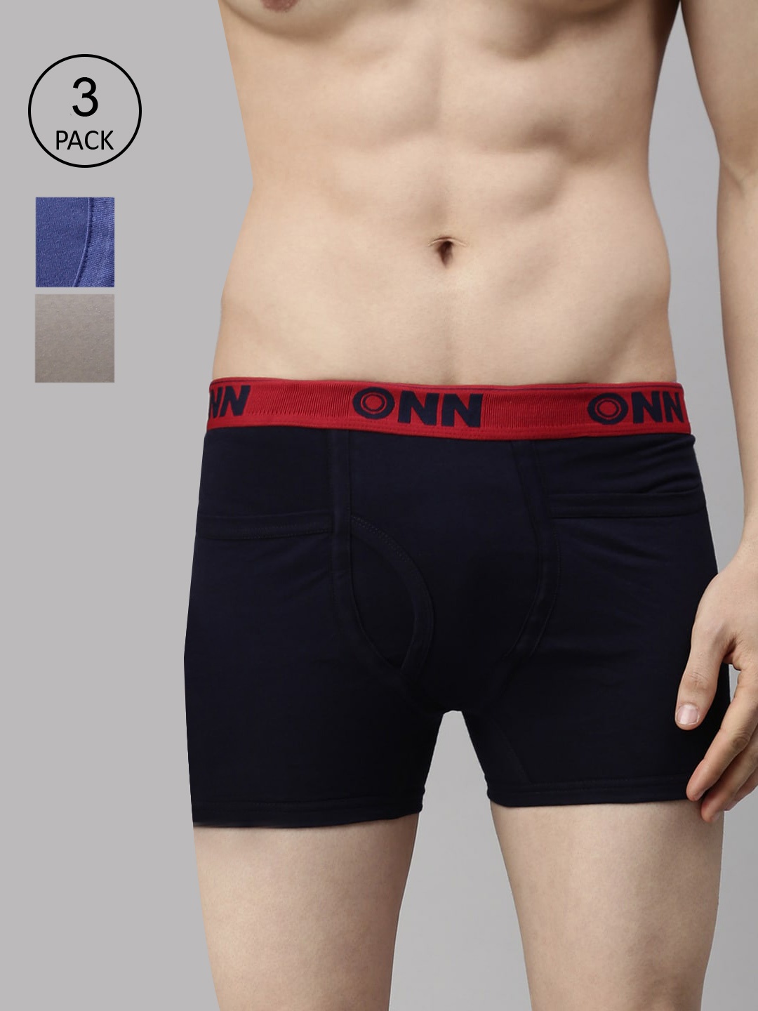 

ONN Men Pack Of 3 Solid Trunk ONN_260_NB_SBU_S, Navy blue