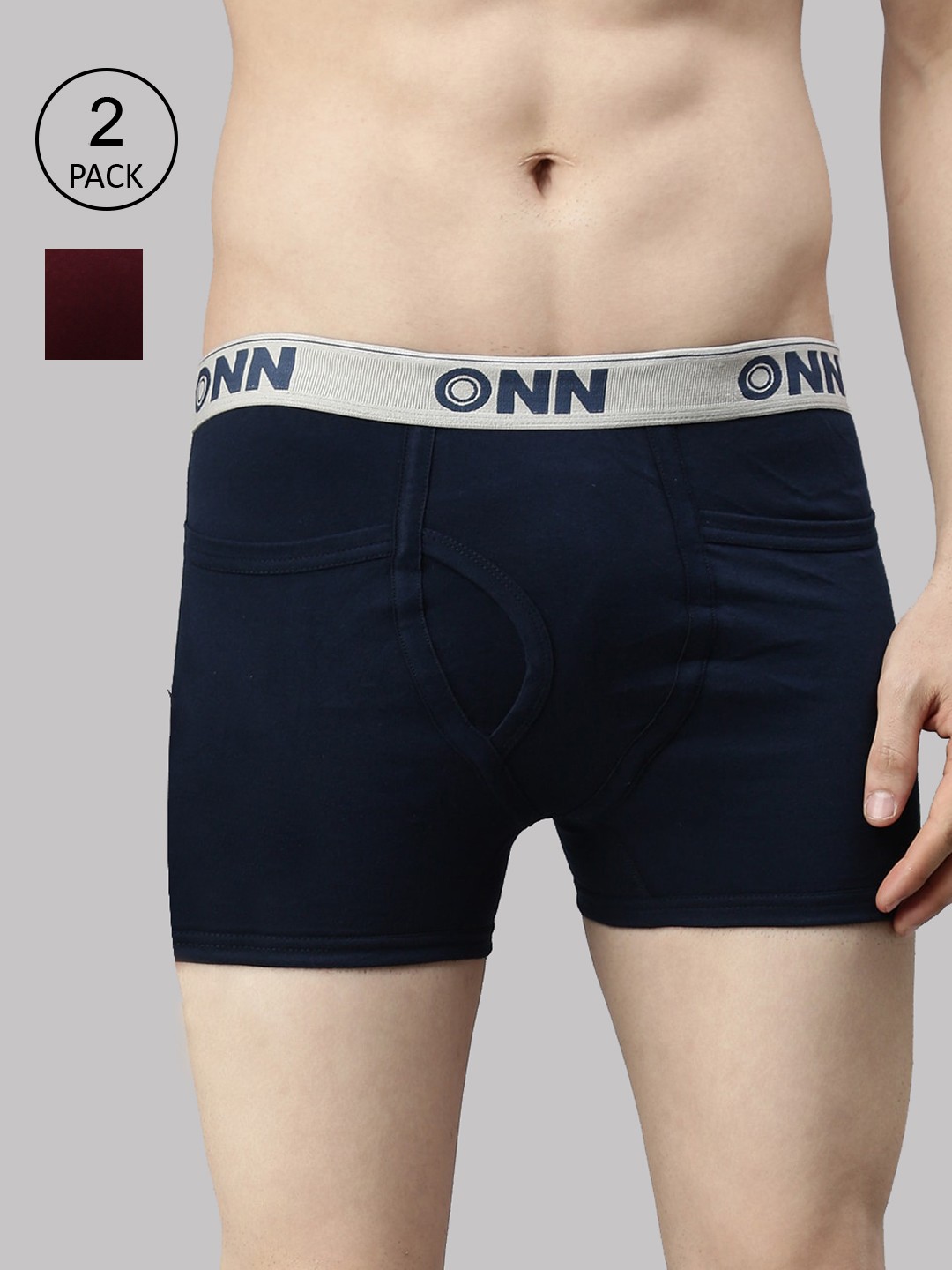 

ONN Men Pack Of 2 Airforce Blue and Maroon Solid Trunk ONN_260_AFBLU_MRN_2PC