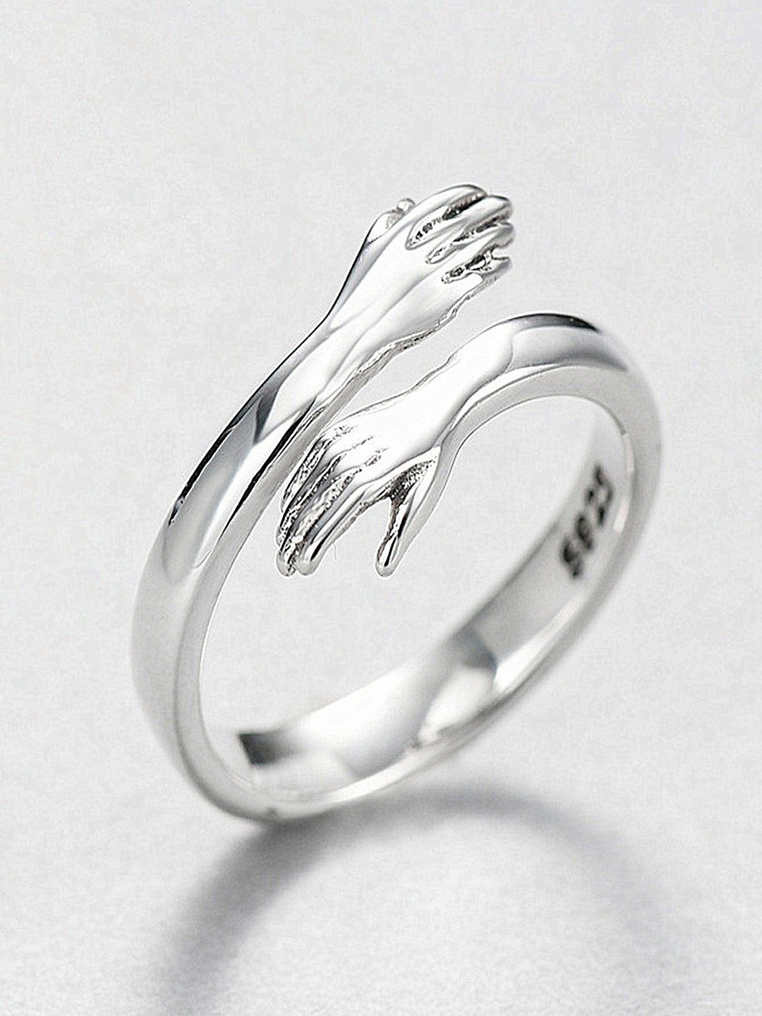 

UNIVERSITY TRENDZ Set of 2 Silver-Plated White CZ-Studded Adjustable Finger Rings