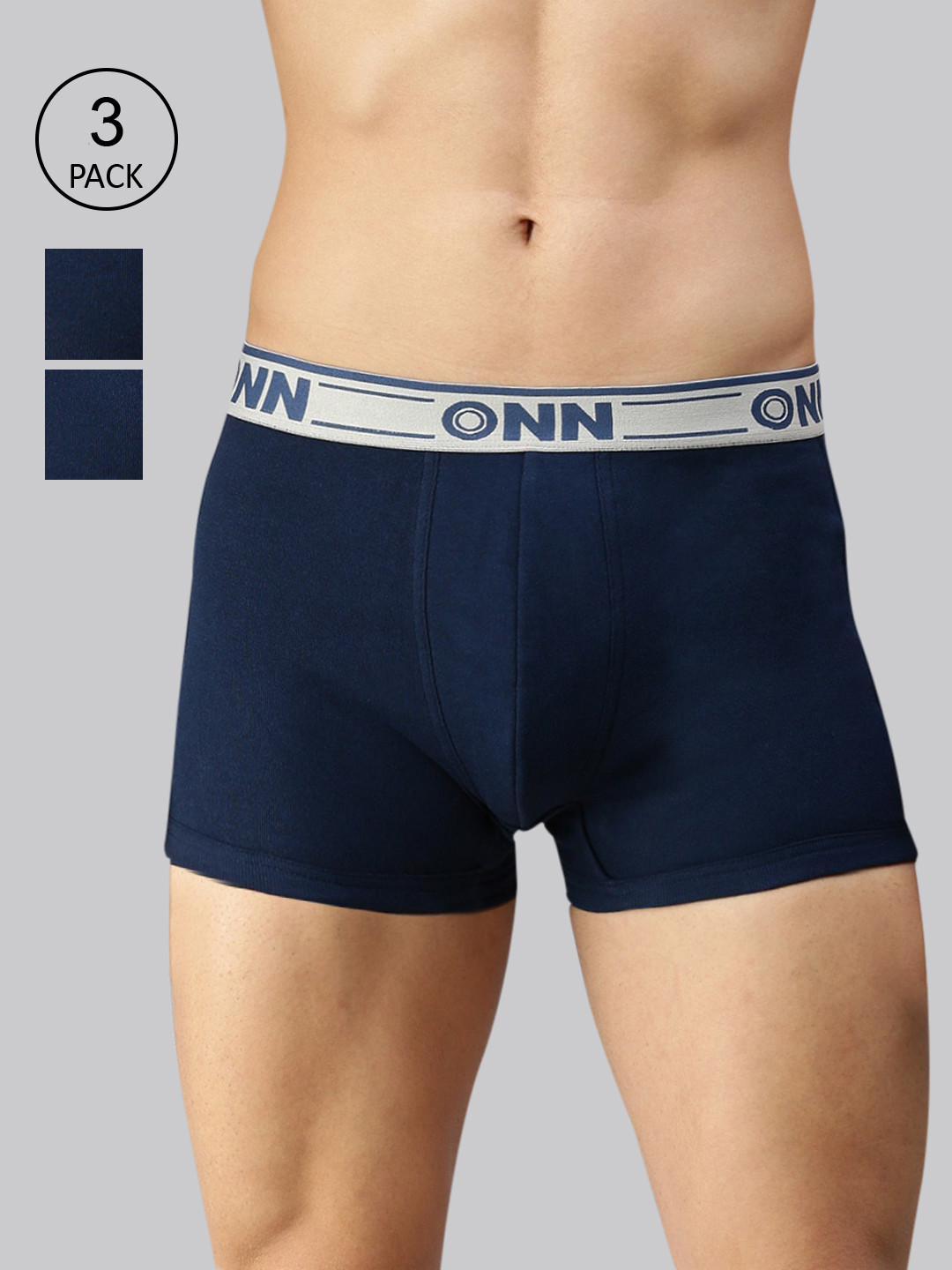 

ONN Men Pack of 3 Navy Blue Solid Trunks ONN_359_AFBLU