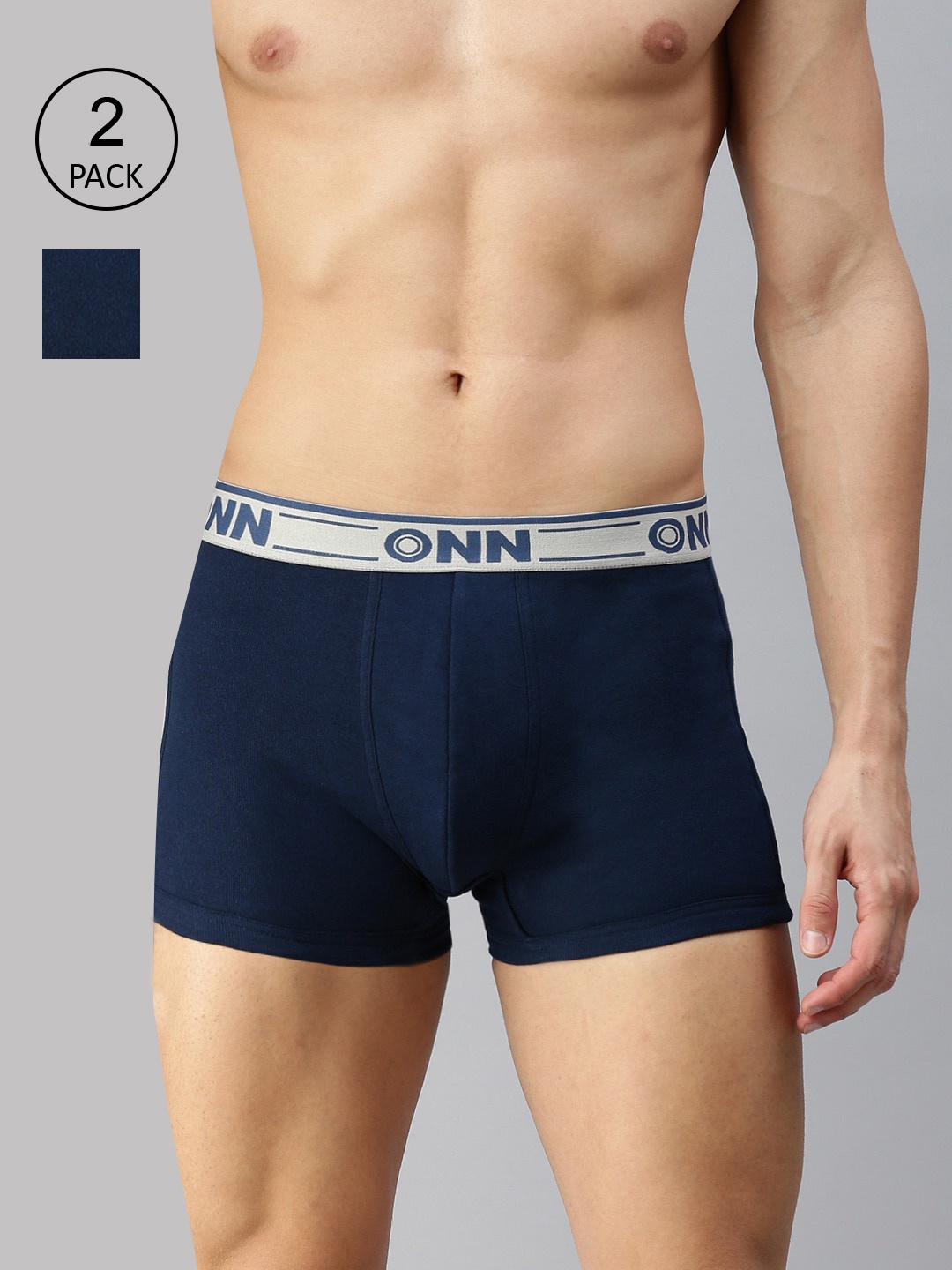 

ONN Men Pack Of 2 Blue Solid Pure Cotton Trunks ONN_359_AFBLU_2PC