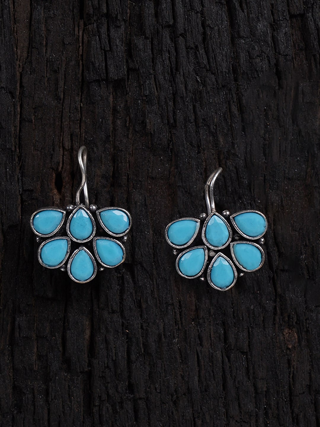 

Shoshaa Blue Silver Plated Contemporary Drop Earrings