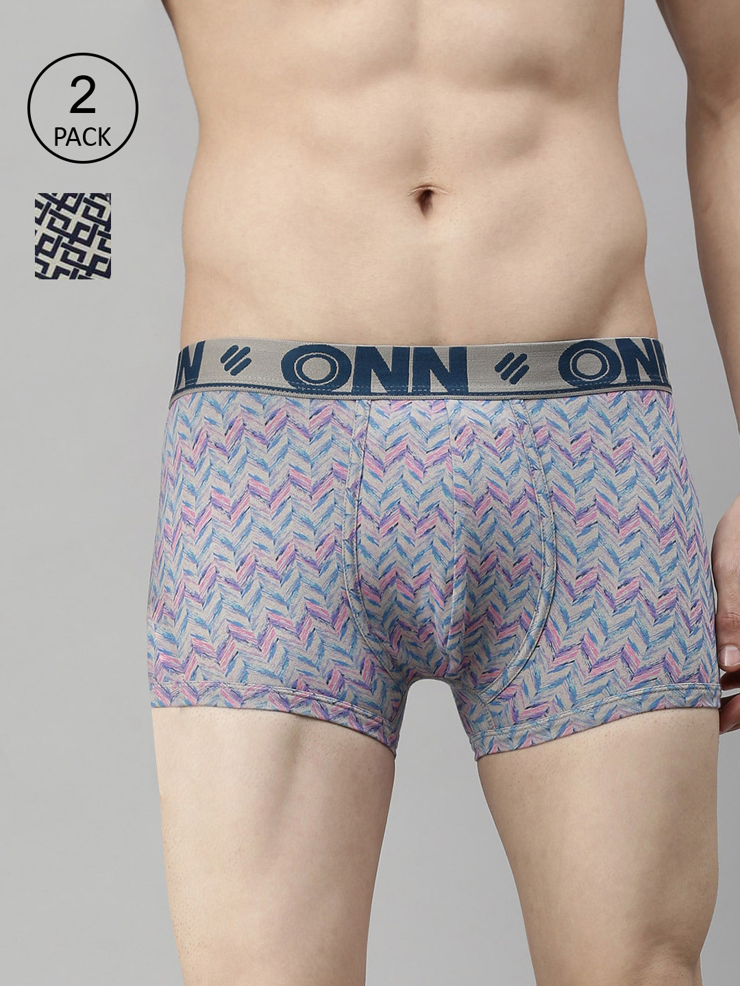 

ONN Men Pack Of 2 Assorted Printed Outer Elastic Trunks
