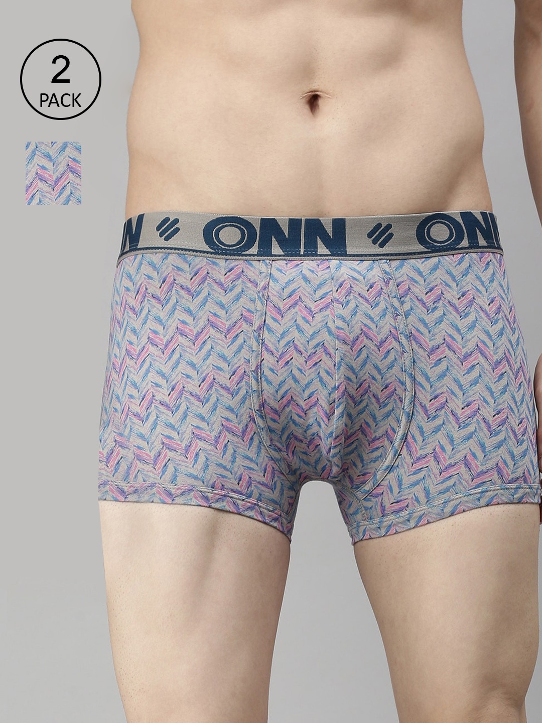 

ONN Men Plus Size Pack Of 2 Assorted Printed Trunk ONN_283_GREY_3PC