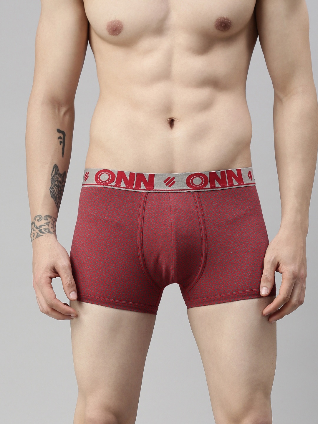 

ONN Men Plus Size Pack Of 2 Assorted Solid Pure Cotton Trunks ONN_283_MRN_2PC, Maroon