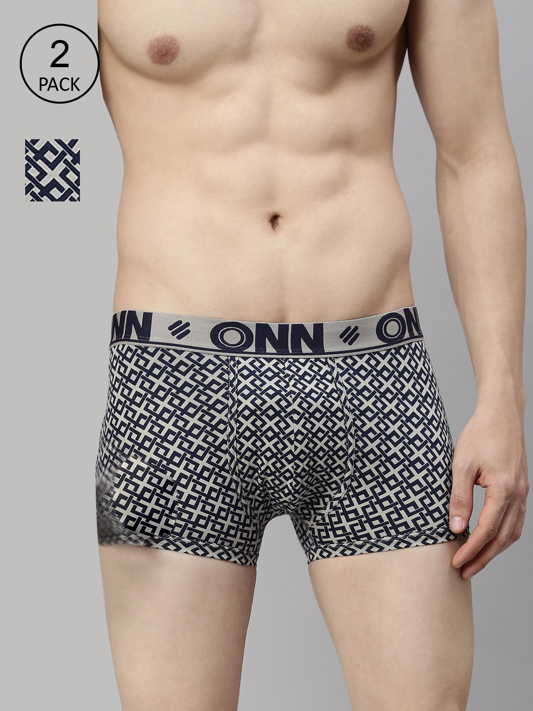 

ONN Men Plus Size Pack Of 2 Assorted Printed Trunks ONN_283_NB_2PC