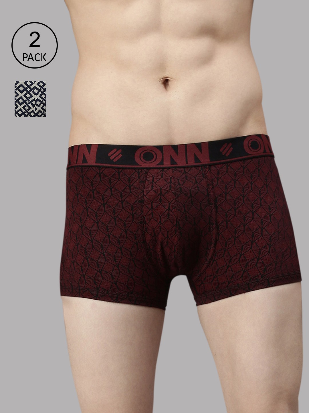 

ONN Men Pack Of 3 Assorted Printed Pure Cotton Trunk ONN_283_NB_WN_2PC