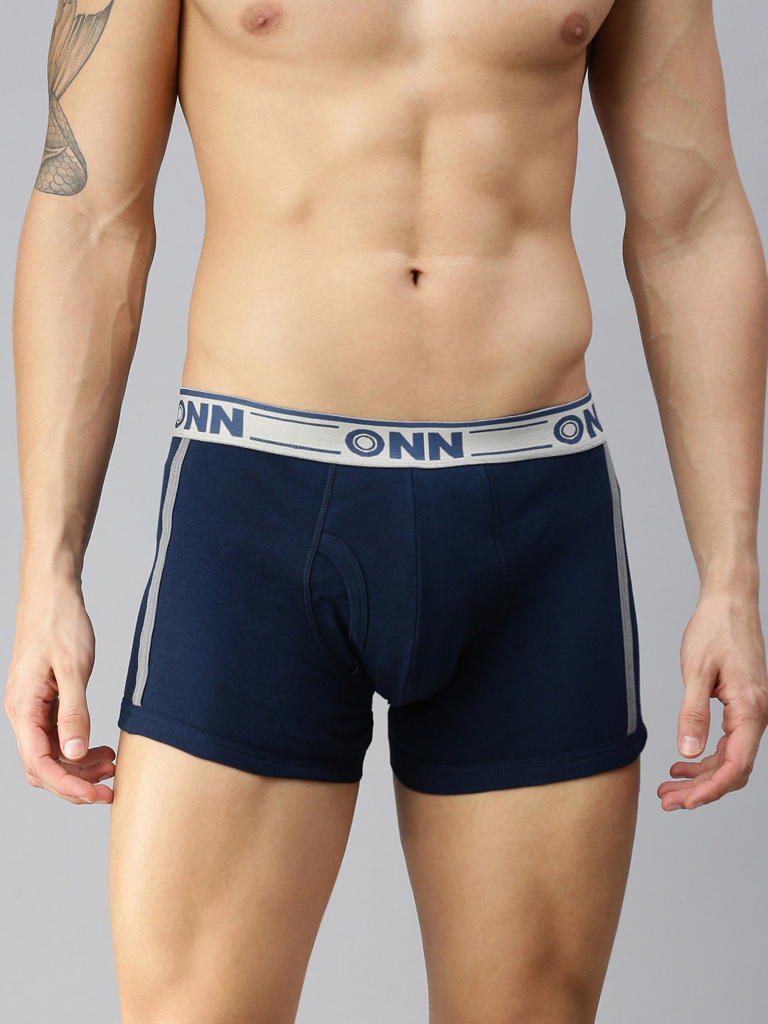 

ONN Men Pack Of 2 Navy Blue Solid Cotton Blend Short Trunk