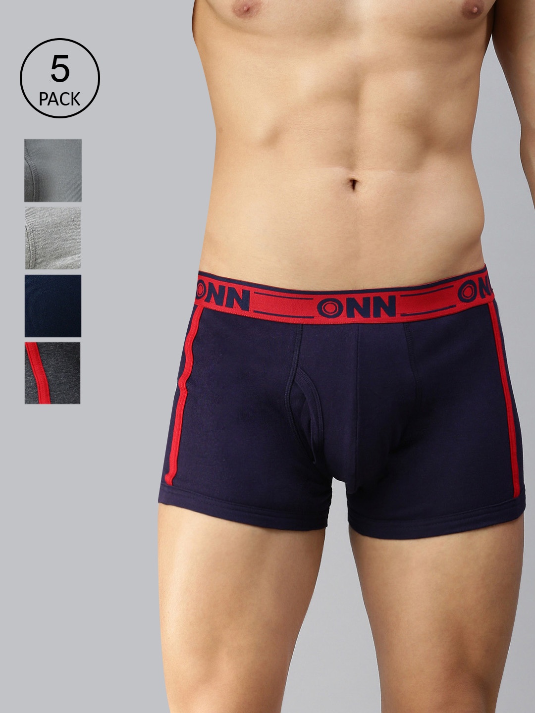 

ONN Men Pack of 5 Solid Assorted Cotton Blend Short Trunk