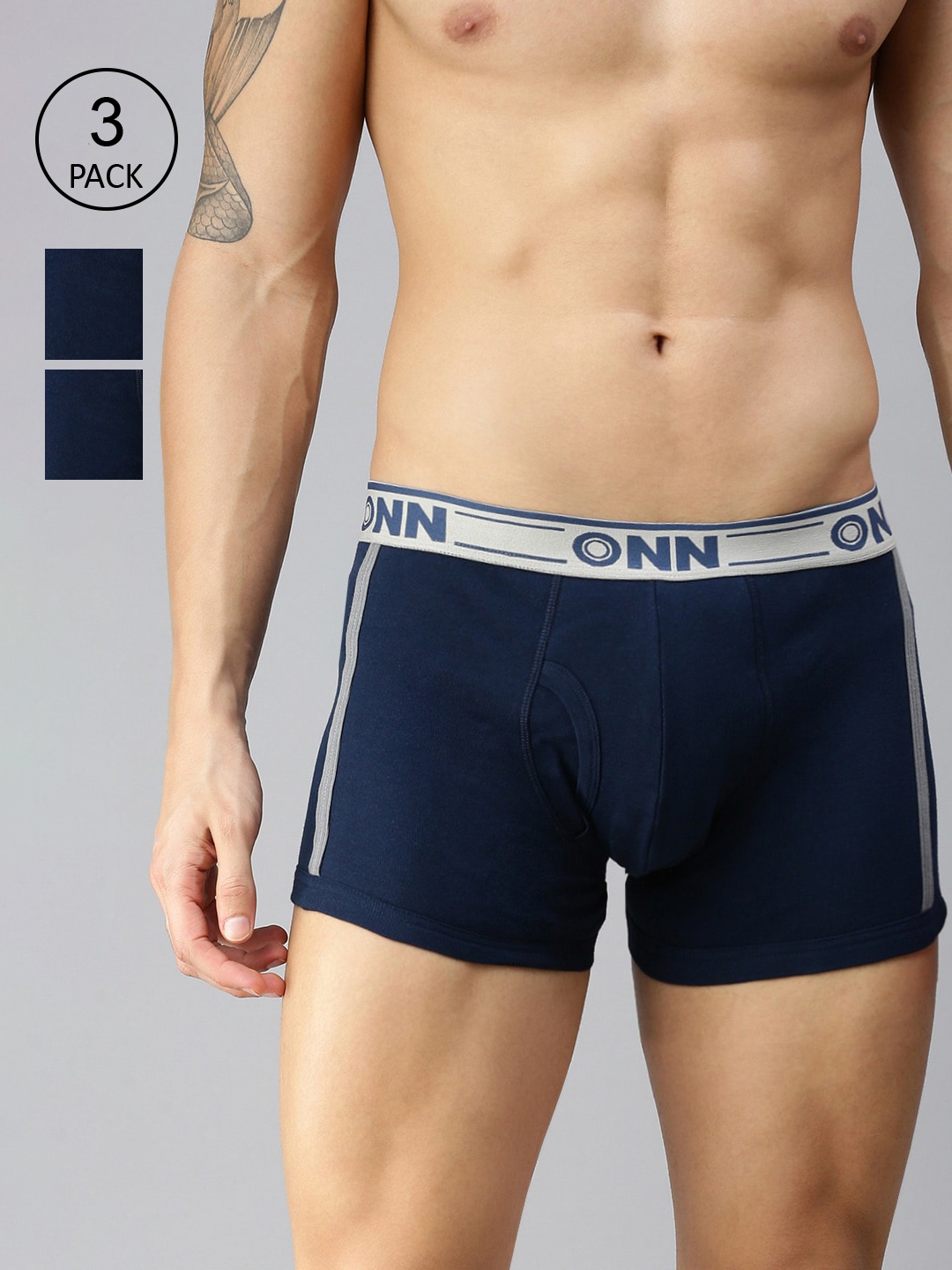 

ONN Men Pack of 3 Solid Trunks ONN_354_NB, Blue