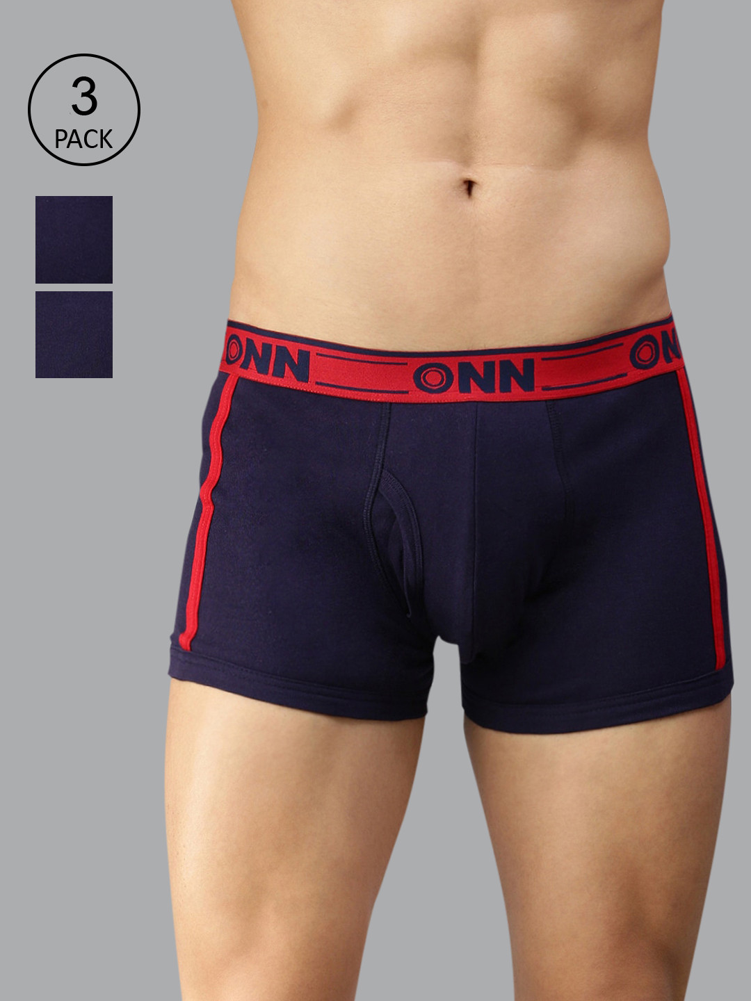 

ONN Men Pack of 3 Assorted Solid Cotton Blend Short Trunk
