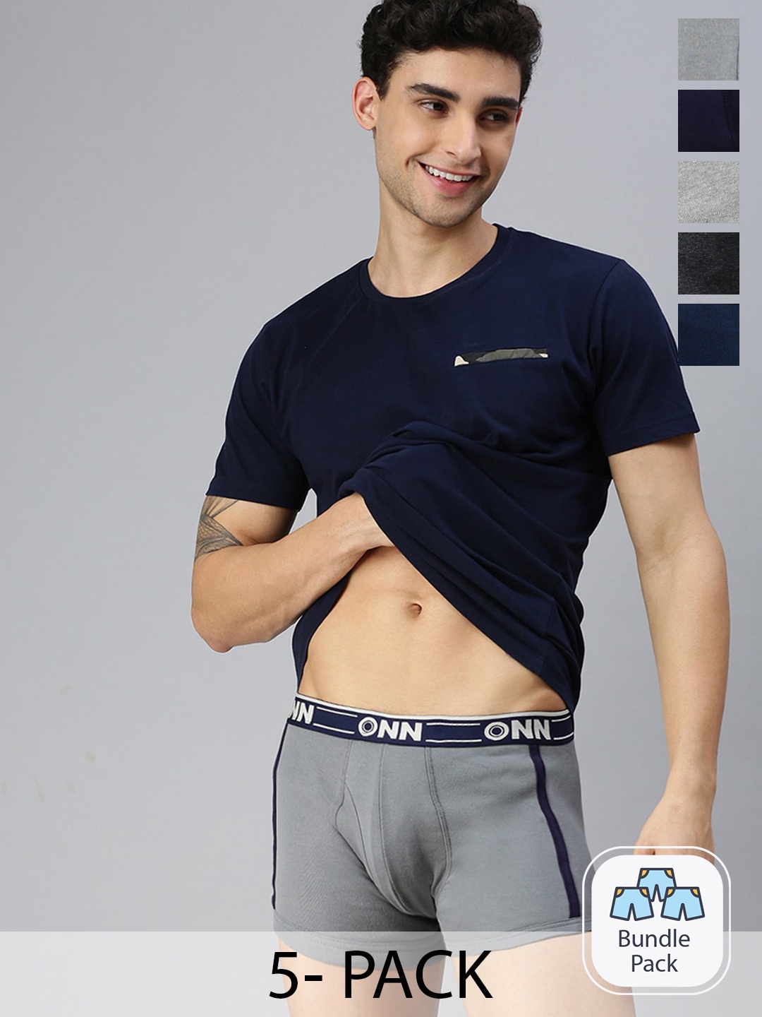 

ONN Men Pack Of 5 Assorted Cotton Blend Short Trunk