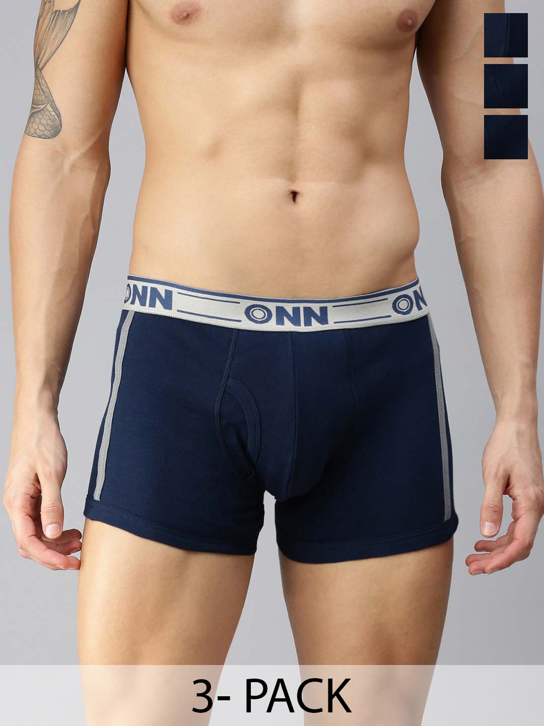 

ONN Men Pack of 3 Solid Trunks ONN_354_AFBLU_3PC, Blue
