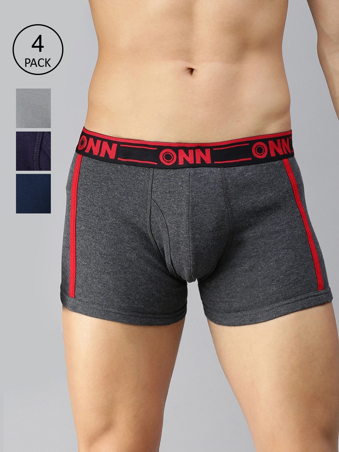 

ONN Men Pack of 4 Assorted Solid Cotton Blend Short Trunk