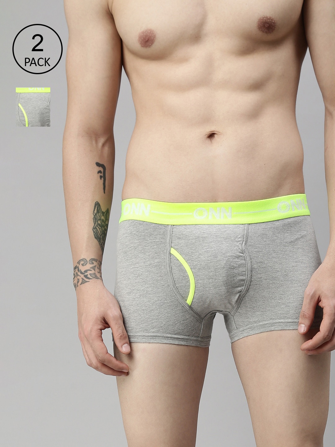 

ONN Men Plus Size Pack of 2 Light Grey Solid Trunk ONN_264_LGREY_2PC