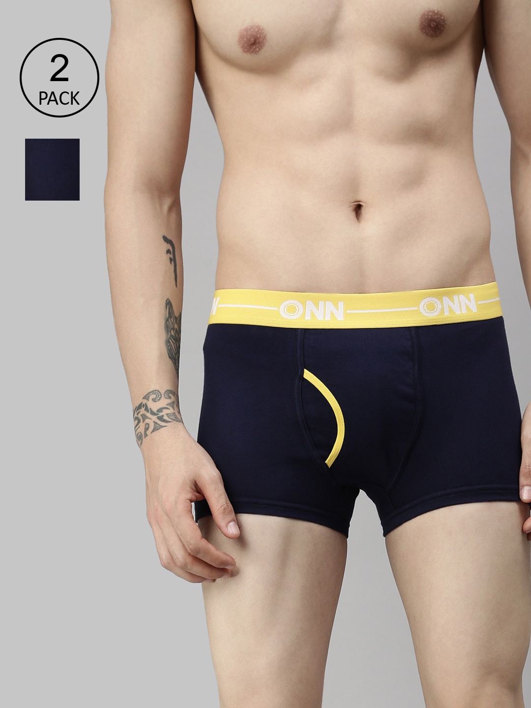 

ONN Men Pack Of 2 Navy Blue Solid Short Trunks ONN_264_NB
