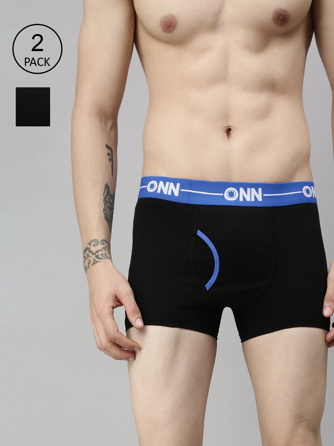

ONN Men Pack of 2 Black Solid Trunks ONN_264_BLK_2PC