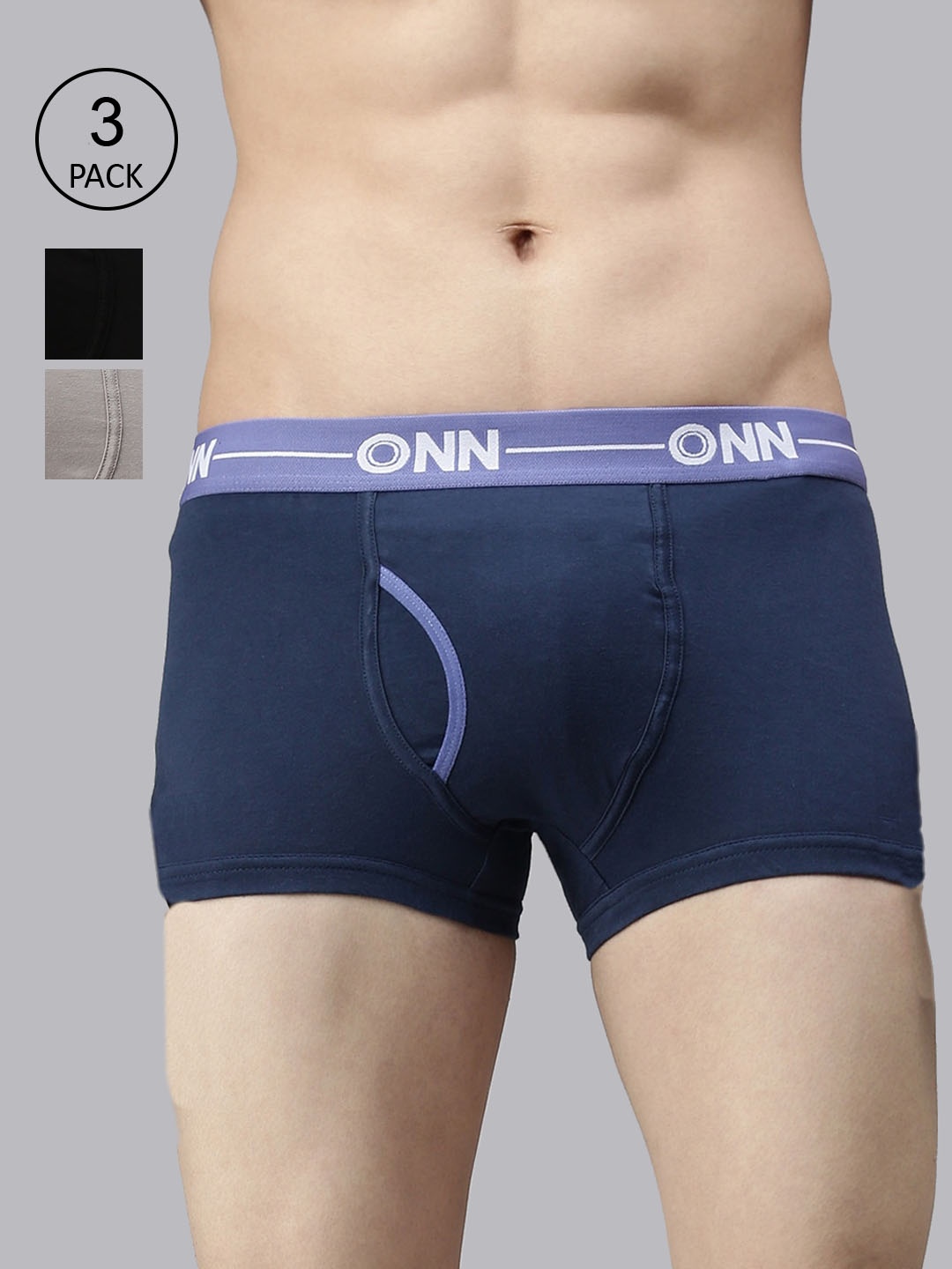 

ONN Men Pack of 3 Solid Trunks ONN_264_AFBLU_BLK_GM_3PC, Blue